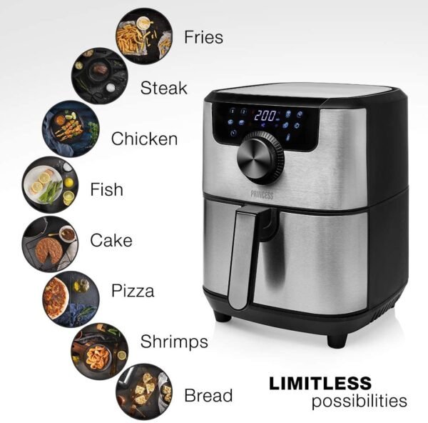 Friggitrice ad Aria PRINCESS 1500 W, 4.5 Litri, Acciaio Inossidabile, 4,5 Litri (Smart) cod: 182033 - Image 3