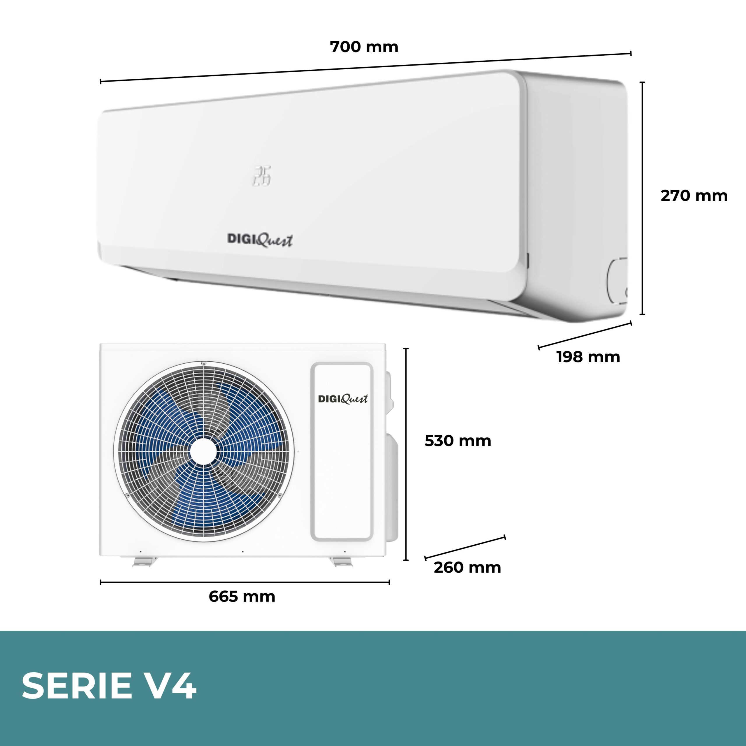 Climatizzatore DIGIQUEST Fisso MonoSplit Potenza 9000 BTU V4 Classe A+++ / A+ Inverter WIFI cod: CLIMA00056 - Image 2
