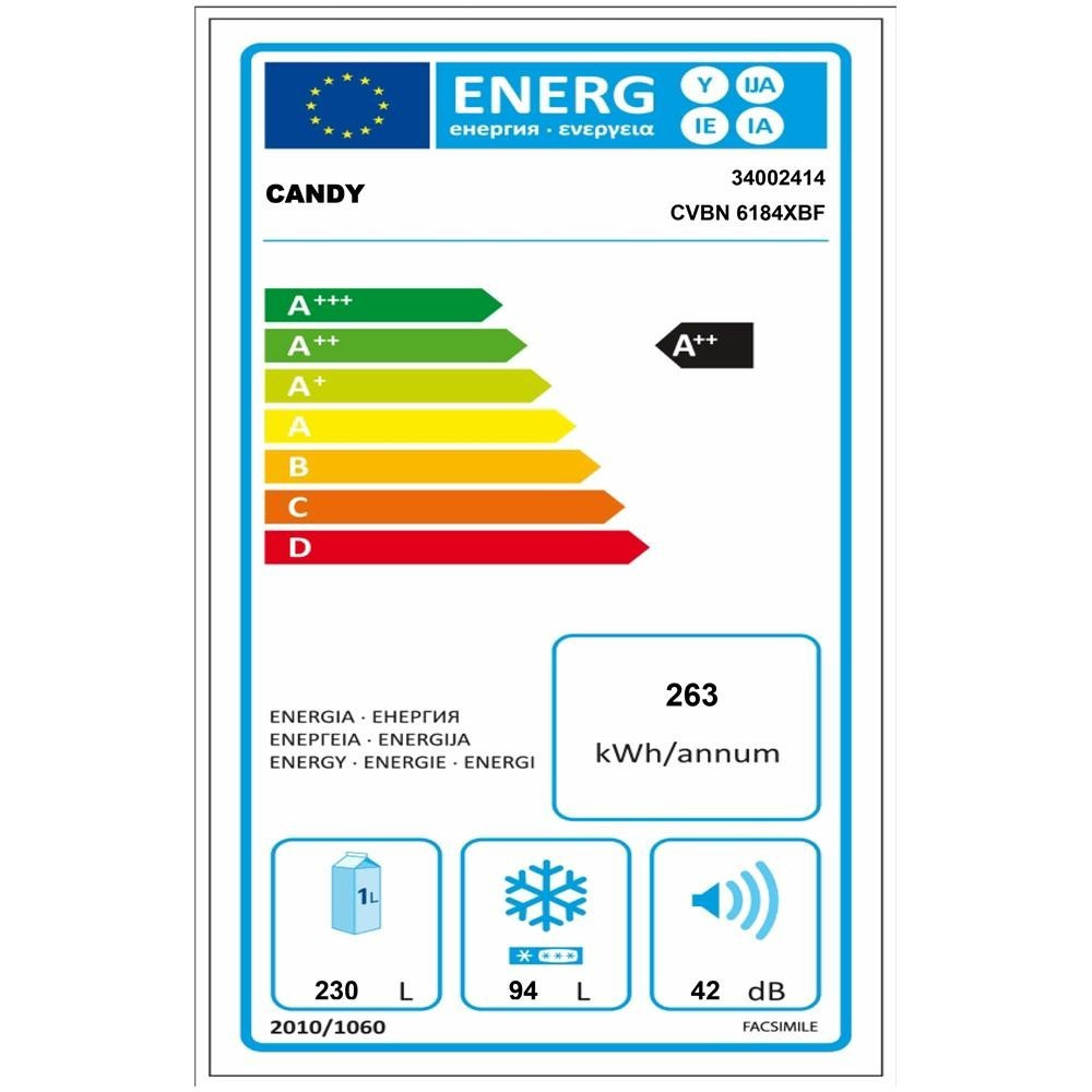 Frigorifero CANDY Combinato Total No Frost Classe A++ Capacità Netta 324 Litri Colore Inox Cod. CVBN6184XBF/S - Image 3