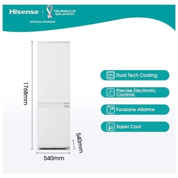 Frigorifero Combinato HISENSE da incasso No Frost 255 lt Classe E cod: RIB312F4AWE - Image 3