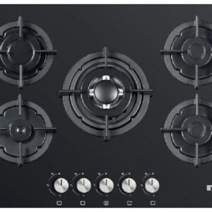 Piano cottura STAYLUX da Incasso a Gas 5 fuochi 75 cm colore Vetro nero/ghisa Cod: C7-50BTF-NERO/GHISA